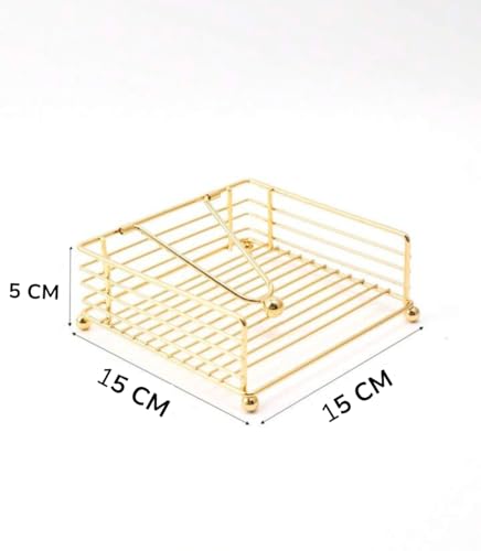 Napkin Holder for Dining Table - Square Shaped with Weighted Arm - Modern Tissue Paper Holder for Kitchen, Restaurant, Farmhouse, Gold - Diwali Decoration - Hotel Tableware (Gold)