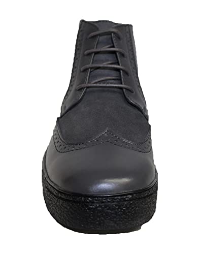 Rockers British Style Playboy Wing Tips Men's Leather Boots Shoes Dark Gray 5613 (Wide3