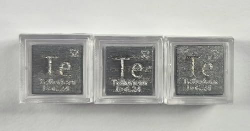 Image of 0.39 inch 10mm Tellurium Metal Cube Te up to 99.99% Pure Periodic Table Element Engraved Density Collection Science Education Display Block Cube + Acrylic Case Box - 1PC