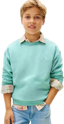 Tommy Hilfiger Sweat-Shirt Unisexe Mini Corp col C KS0KS00665, Bleu (Ocean Spray), 14 Ans, Bleu (Ocean Spray), 14 Years