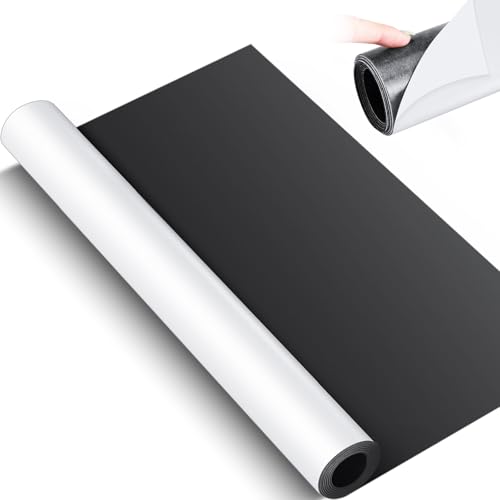 Relaxweex 16 Inch x 5 ft Extra Large Adhesive Magnetic Sheet Roll Not Printable Adhesive Backing Cut and Customize Flexible Sheets Blank White Surface Magnetic Sign for Craft Photo Craft Office