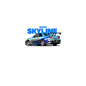 Image of BLINKART Nissan Skyline GT-R (R34)Car Posters Sticker Gift Items for Boys Room Wall Decor || Comes with Double-Sided Tape|| Decoration Bedroom Living Room Office Studio Decor | 12x18 In (A3) - CAR-264