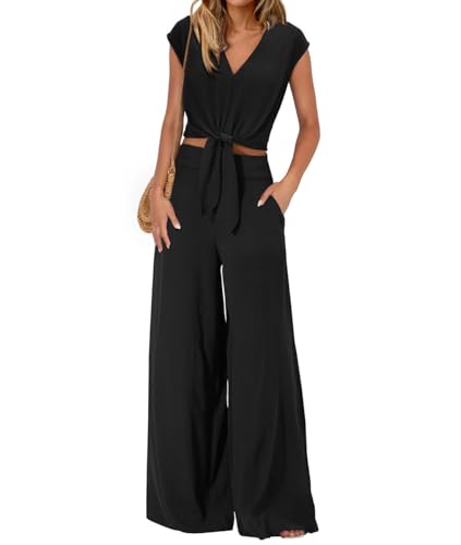 La mejor selección de Mujer Elegante los 5 más buscados. 42 VIOPY Conjuntos Casuales para Mujer Verano 2 Piezas Comfy Travel Set Elegante Airport Outfit Women (Negro, CH)