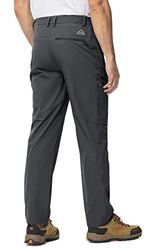 Tbmpoy Men's Lightweight Hiking Travel Pants 5 Zip Pockets Stretch Quick Dry Work Pant Cargo Outdoor Camping Fishing Dark Grey 36 #TOP1