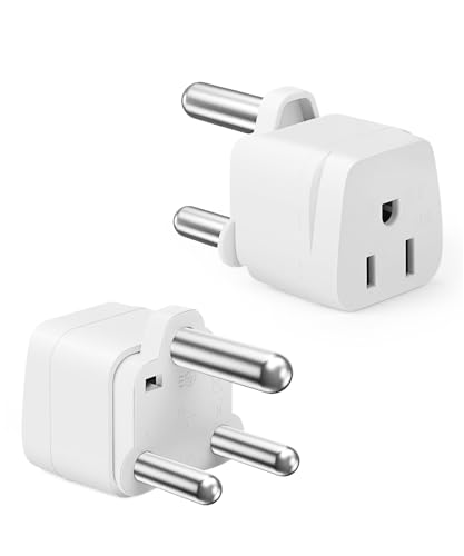 Bates- South Africa Plug Adapter 2 Pack White Type M Adapter Plug for South Africa Power Adapter Type M Adapter for South Africa US to South Africa Plug Adapter Kenya Plug Adapter