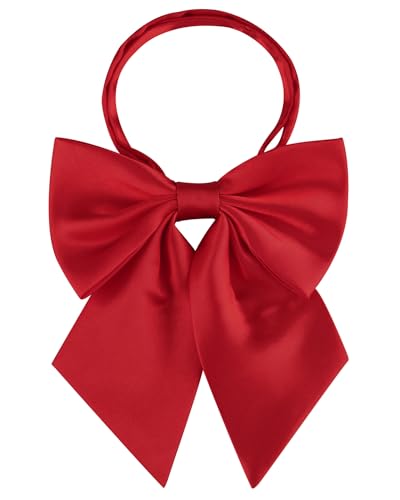 AWAYTR Ladies Adjustable Pre tied Bowtie - Solid Color Bow Ties for Women (Wine red)