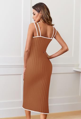 Image of MEROKEETY Womens Summer Striped Bodycon Ribbed Knit Midi Sweater Dress 2026 | Sleeveless Long Tank Dress, Soft, Stretchable, Maternity, Baby Shower, Gender Reveal, Bump Friendly, Beach, Vacation Outfit