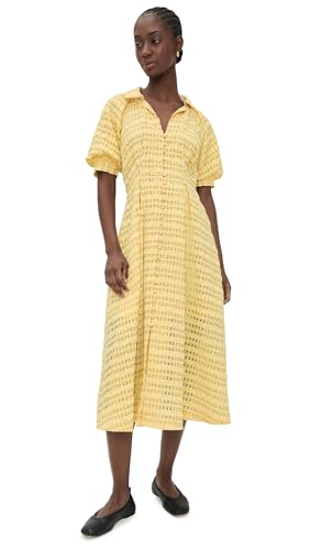 English Factory Women's Seersucker Check Midi Dress, Baby Yellow