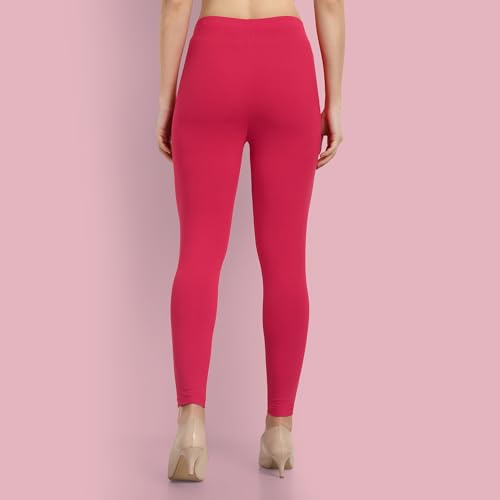 Image of ONE SKY Women Ankle Length Leggings | Premium Cotton Modal Spandex Blend | High Waist Stretchable & Bio-Washed Fabric | Colour-Lock | Ethnic Leggings for Women