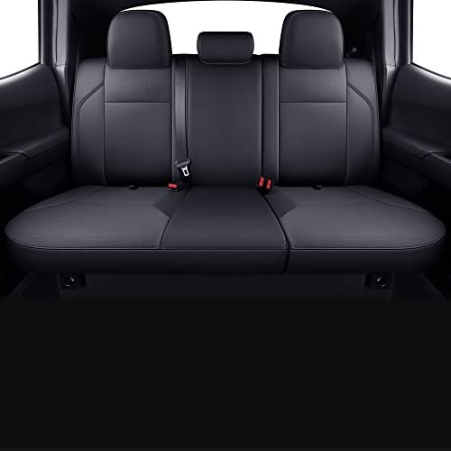 Image of LUCKYMAN CLUB Tacoma Custom Fit Seat Covers for 2016-2023 Tacoma Crew Cab with Faux Leather (Black)