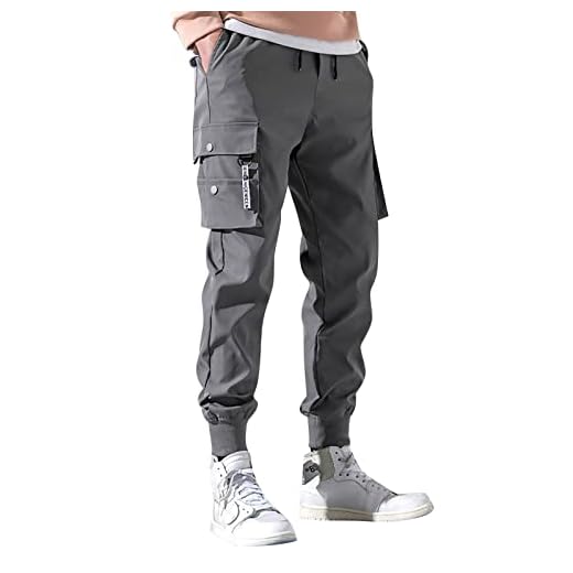 Pantaloni Cargo Uomo Multitasche Sottile Pantaloni Pantaloni Da Lavoro Militare Montagna Baggy Pantaloni Multi Tasche Grandi Pantaloni Baggy Pantaloni Felpe Economici, grigio, XL