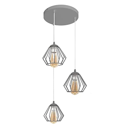 Image of Helam Agat Cluster Pendant Ceiling Light Grey 38cm