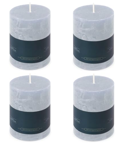 Stumpenkerzen Rustic 4er-Set - 7x9,5 cm - Brenndauer: 35 Std.,...