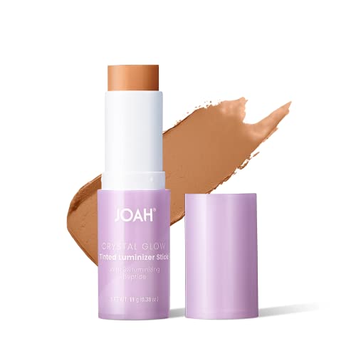 Joah Crystal Glow Tinted Luminizer Stick, Multitasking Korean Makeup Highlighter And Bronzer Stick, Customizable Formula For A Natural Glow, Peptide Infused, Medium With Warm Undertones #TOP14