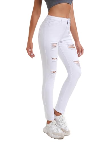 Women's Ripped Skinny High Waisted Jeans Stretch Slim Fit Distressed Denim Pants