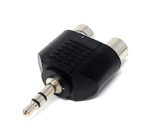DRUT 2pcs 3.5mm Stereo Jack Plug to Twin RCA Phono Mono Splitter or Combiner Audio Adapter (Silver Black) - Image 4