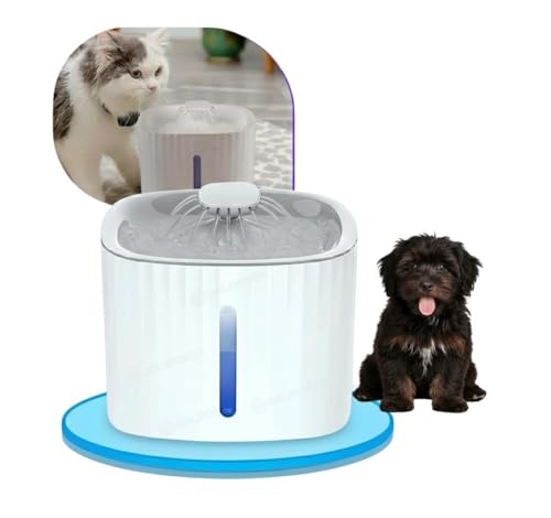 Bebedouro Automático para Pets, Fonte de Água 3L com Filtro de Carvão Ativado, Fluxo 360°, LED Indicador, Bivolt, Branco, 20x20x16cm