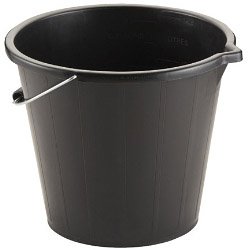 10 x Black Builders Bucket Plastic 3 Gallon 14 Litre 14L Strong Water Mixing Storage