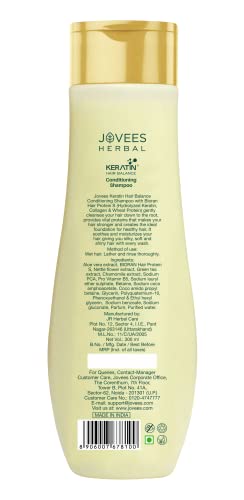 Image of Jovees Herbal Keratin Hair Balance Conditioning Shampoo | Promotes Healthy, Shiny, and Bouncy Hair | Nourishes Scalp | Repairs Damage & Frizz | Makes Hair Soft & Smooth | All Hair Types - 300ml
