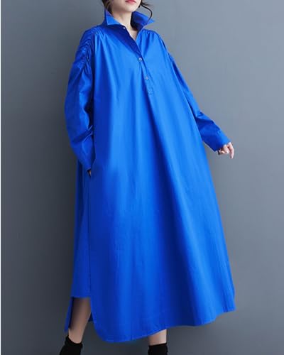 Image of ellazhu Womens Fall Casual Patchwork Funky Long Sleeve Designer Dress Loose Blouse GY2787 A