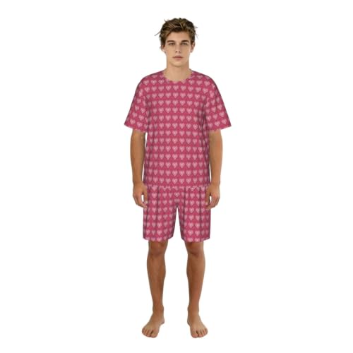 Pyjama homme doux imprimé cœur extensible pour sommeil réparateur