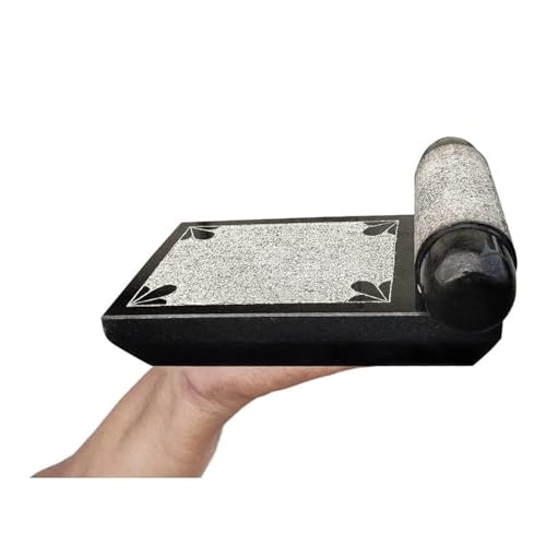 EZAHK Pure Granite Ammikallu, Ammi for Kitchen, SIL Batta, Home Decor, Natural Hand Grinder, Mortar and Pestle Set (Length - 10 Inch, Width 6 Inch)