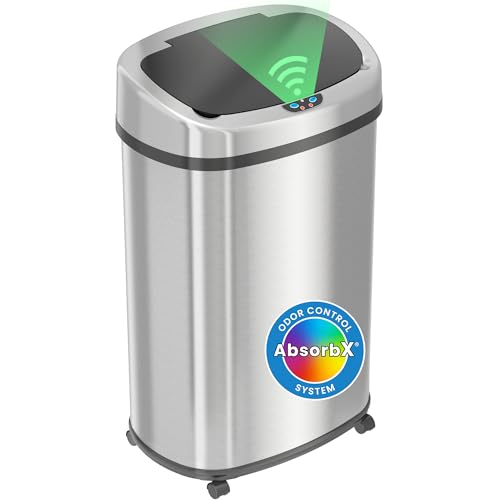 Papelera automática ovalada SensorCan 13 galones acero inox