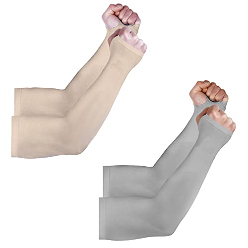 Image of MIZUNA Sun Protection Arm Sleeves Hand gloves For Men & Women,Thumb Holes UPF 50 Arm Cover for Biking,Cricket,Cycling, Golf, Outdoor Sports