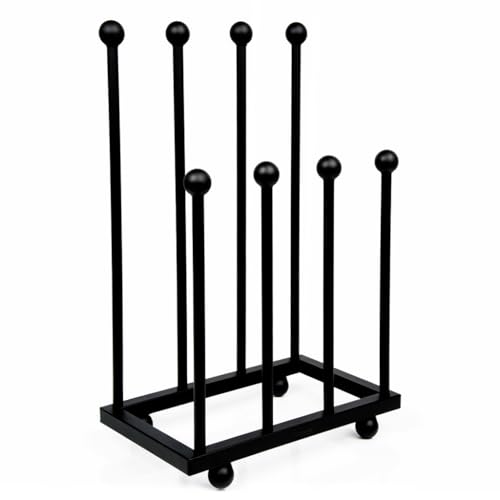Crystals Welly Boot Rack Rustproof Boot Rack for 4 Pairs of Wellington Boots Cast Iron Wellie Boot Holder & Storage - Black