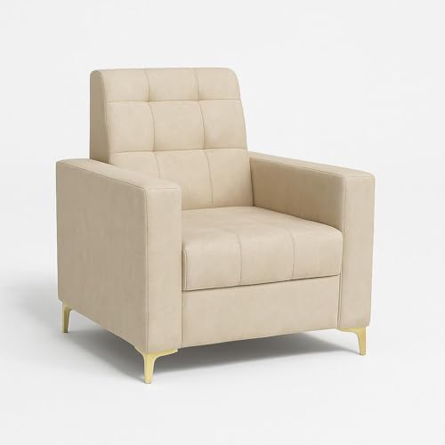 Image of WESTIDO Box Tufted 1 SEATER06 for Living Room, Home & Office | Color- Beige