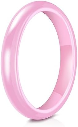 Truly Alpha Ceramic Pink Rings For Women - Classic Ceramic Rings For Women | 3mm Pink Ceramic Ring | Comfort Fit Wedding Bands For Her | Thin Women's Wedding Bands | Ceramic Wedding Rings Size 9