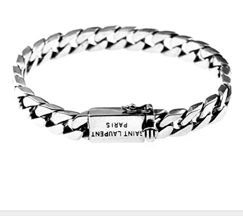Menâs Titanium Stainless Steel Double Franco Chain Bracelet Stylish Without Magnets Elegant Surgical Grade Steel Men's Wide Link Stylish Bracelet