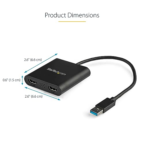 StarTech USB-A 3.0 to Dual HDMI Adapter for Windows, Dual Monitor USB to 2x HDMI Display Converter, 4K 30Hz + 1080p 60Hz, Extend or Mirror Multi-Screen Setup by StarTech.com - Image 4