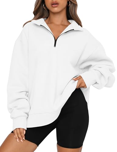 Image of Trendy Queen Women's Oversized Half Zip Fleece Sweatshirts-Cozy Pullover, Sweaters for Fall Winter