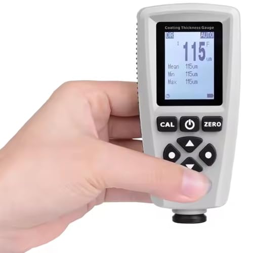 Coating Thickness Gauge, Paint Depth Gauge Meter with Backlight LCD Display for Car Automotive, Limit Alarm/Data Storage/Export Data(Fe/Al)