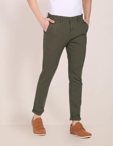 Image of Denver Slim Fit Self Design Casual Trousers
