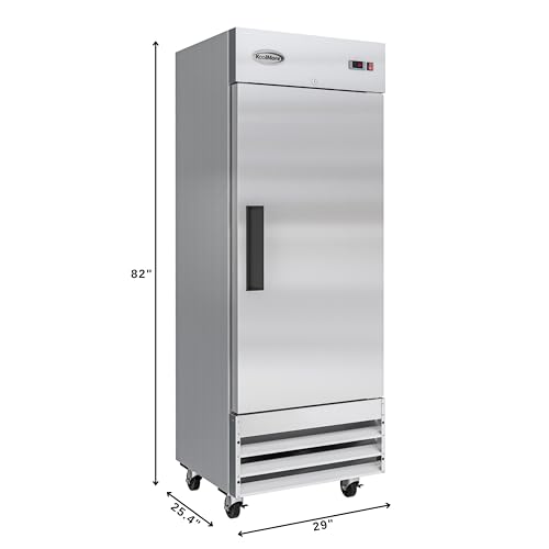 Image of KoolMore 29 inch Stainless Steel Solid Door Commercial Reach-in Refrigerator Cooler - 19 cu. ft (RIR-1D-SS-19C)