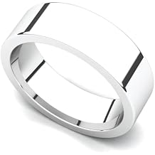 Juno Jewelry 18k White Gold 6mm Classic Plain Flat Wedding Band Ring
