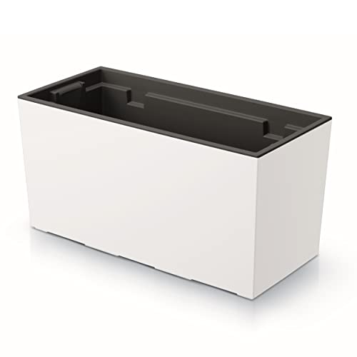 botle Blumenkasten mit praktischem Einsatz Blumentopf Länge: 39,5 cm Balkonkasten auf Kunststoff Glatt Struktur Weiß Farbe Innen/Außenbereiche