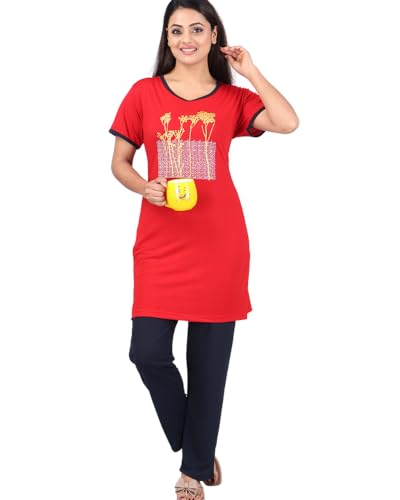 Image of URBAN TREES Women's Cotton Printed Night Suit Set of Top & Pajama Set || Night Suit Set