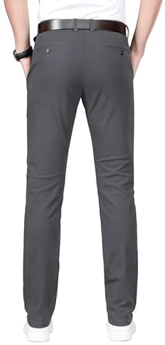 Essyshe Men’s Slim Fit Chino Pants Stretch Casual Khaki Pants For Men 011Grey A30X28 #TOP1