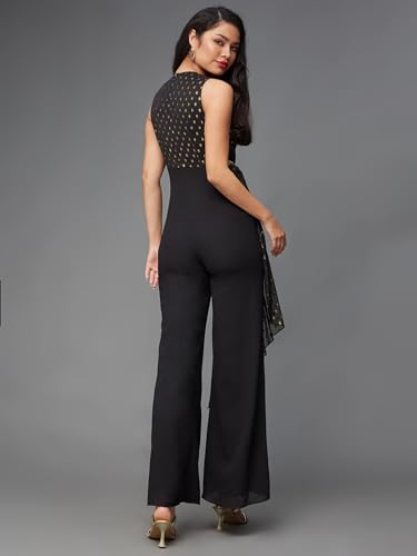Image of Miss Chase Women's Keyhole Neck Regular Sleeve Regular Length Jumpsuit with Pockets