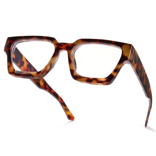 Image of Cyxus 99% Oversized Blue Light Blocking Glasses Women Men Chunky Rectangle Chic Preppy Frame Computer 8143