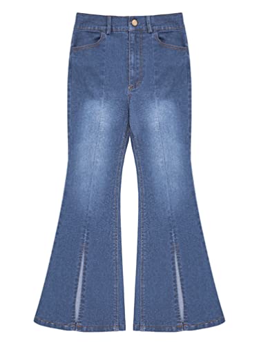 Linjinx Kids Girls Bell-Bottom Slit Hem Jeans Flare Casual Denim Pants Trousers3