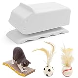Fourindo Kartonschneider Katze, Kartonschneider für Katzenkratzbretter mit 2 Katzenspielzeug Federn Katzenball, DIY Katzen Kratzen Kartonschneider für Katzenkratzer Und Handgefertigte Katzenbetten