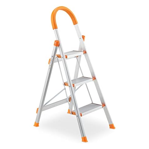 Escalera Plegable de Aluminio Relaxdays con 3 Peldaños Cover