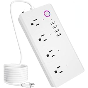 Smart Plug Power Strip with USB Ports – 4 Outlets + 4 USB Charging Ports with 1.5m Extension Cord | Alexa, Google Home, Voice, Remote Control & Timer Schedule | Surge Protector Outlet Extender