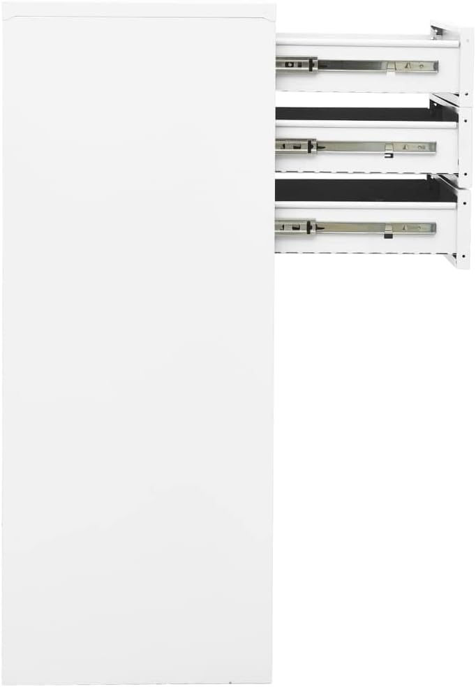 Modern Office Storage Cabinet with Lockable Security & Adjustable Shelf, White Steel File Organizer for Workspace, Durable Metal Supply Cabinet