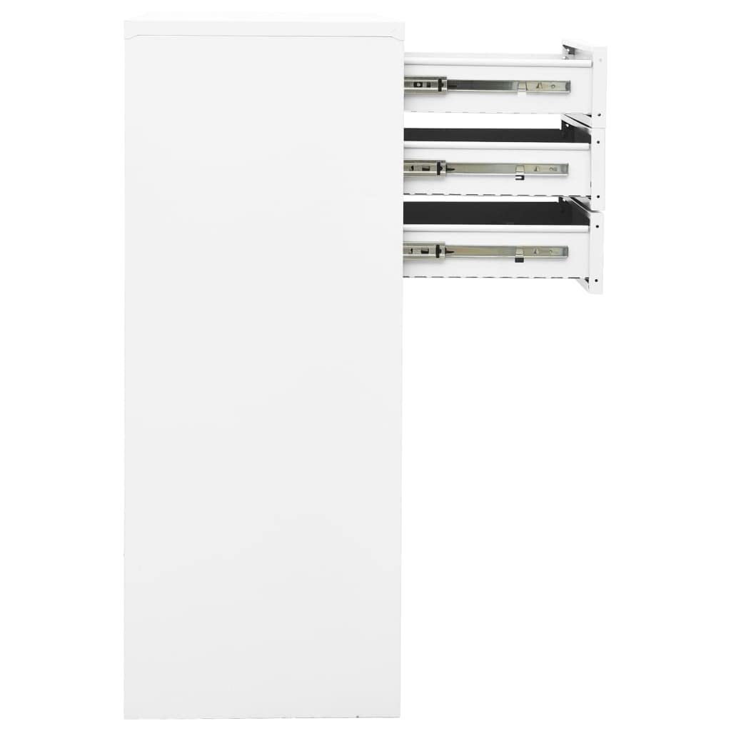 Generisch Moderner weißer Stahlschrank – 3 Schubladen und Fach, 30 kg Tragkraft, leichtgängige Kugellagerführungen, stilvolle Aufbewahrungslösung für Homeoffice, Schlafzimmer und Flur – 90 x 40 x 102