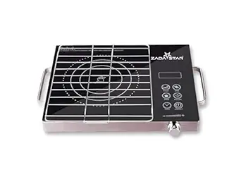 ZADASTAR ZS Infrared Cooktop with Knob And Stainless Steel Grill | 4 Cooking Functions | 2200 Watt Power | Compatible with all utensils | Crystal Plate | Built-in Timer | Black
